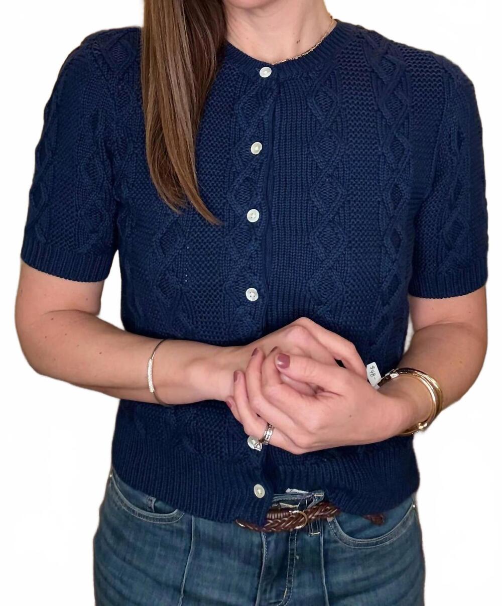 NEW DYLAN women's cable knit cardigan in navy
